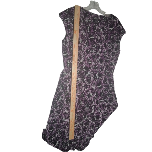 EUC GLAMOUR Sz.12 Purple/White Midi Length Abstract Circles Print Dress - Picture 5 of 8